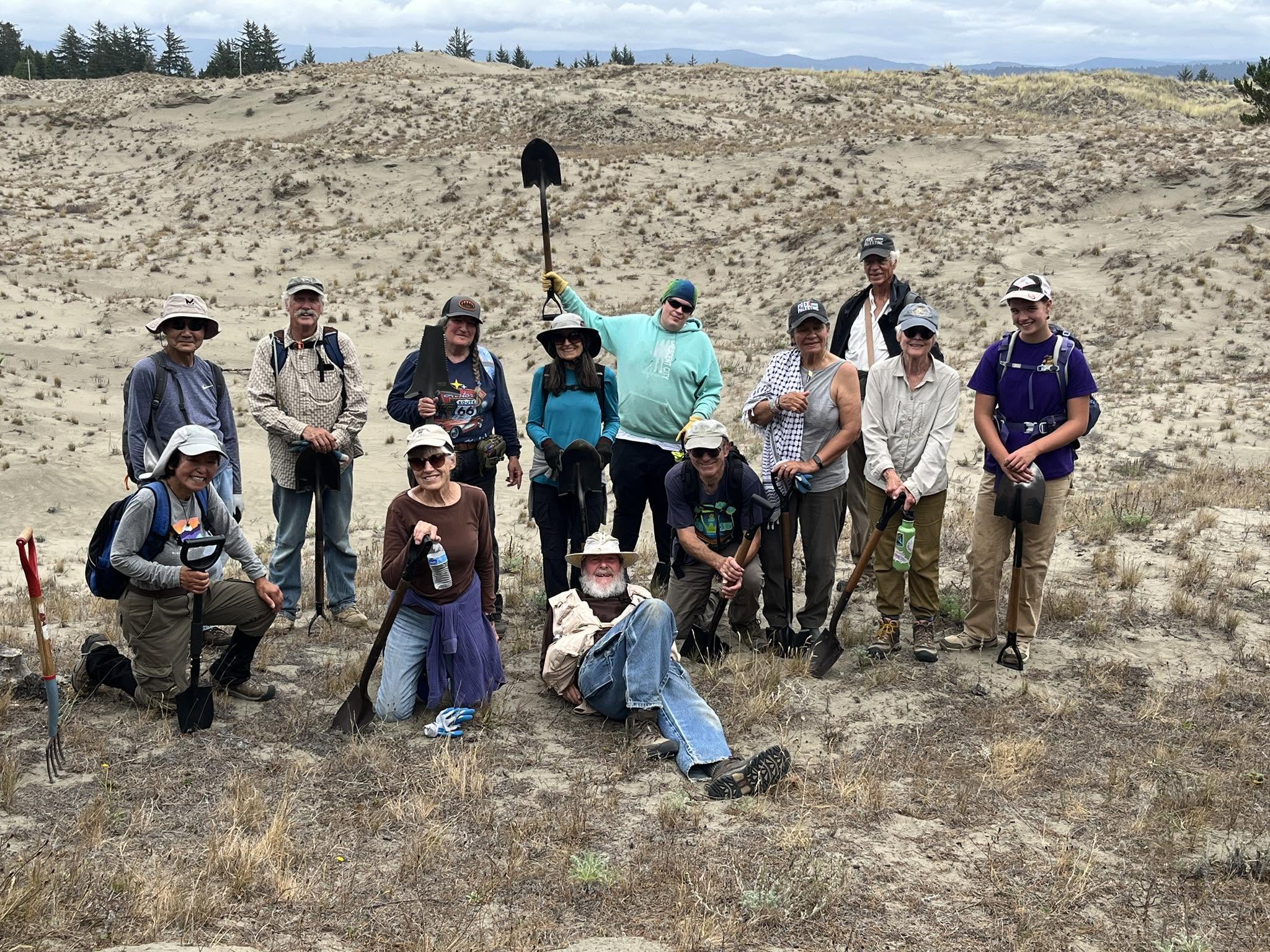 616274906_1192232966350165_6954590777161020007_n (1) Volunteers remove invasive species at Tolowa Dunes State Park, enhancing beach habitat and promoting community conservation efforts.